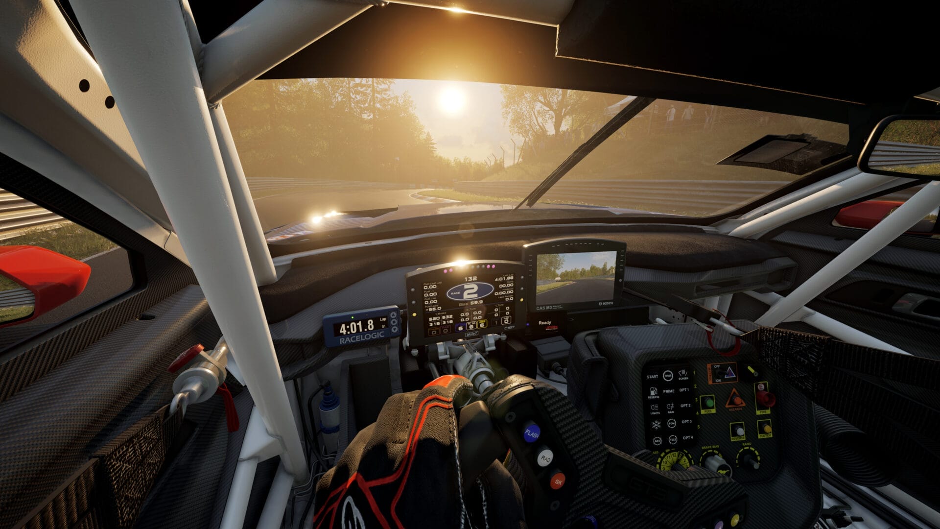 Interior view of the Ford Mustang GT3 Race Car cockpit in Assetto Corsa Competizione